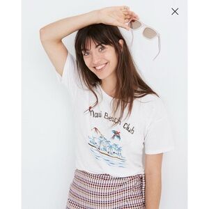 Madewell Top Maui Beach Club Graphic Whisper Cotton Crewneck Tee White S